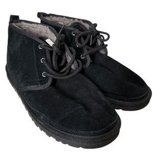 Ugg Neumel Black Suede Chukka Boot Mens Sz 11 Sherpa Lined Warm Casual